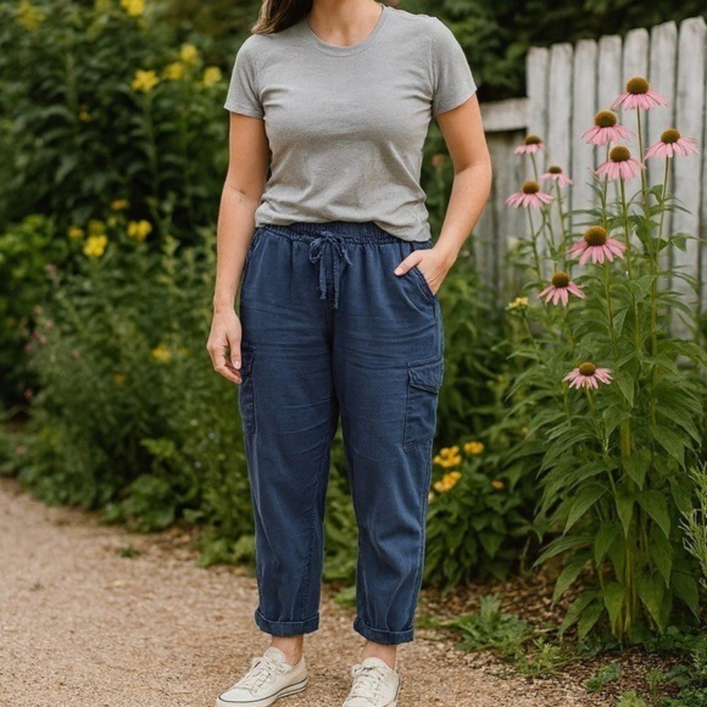 LuLuLemon Slate Blue Coated Crop Joggers Comfort Athletic Athleisure Lounge 6